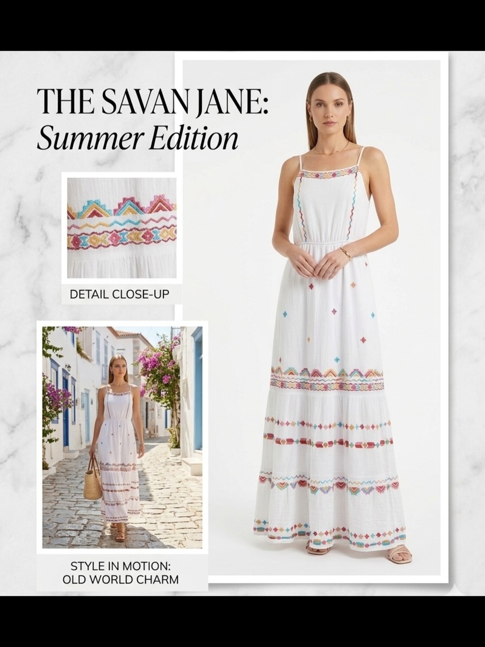 Savanna Jane White Embroidered Boho Maxi Dress Size S